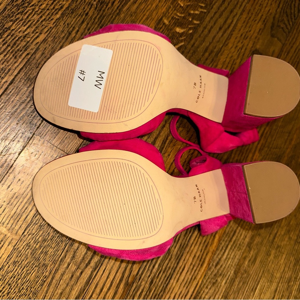 Cole Haan Women's Kaycee Knotted Fuschia Pink Block Heel Sandals VALENTINES - Picture 4 of 6
